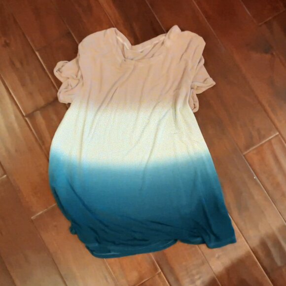 Womens π· OS Dusty Rose - White And Blue Color Bleed Short Sleeve Stretch Top π - Picture 10 of 10